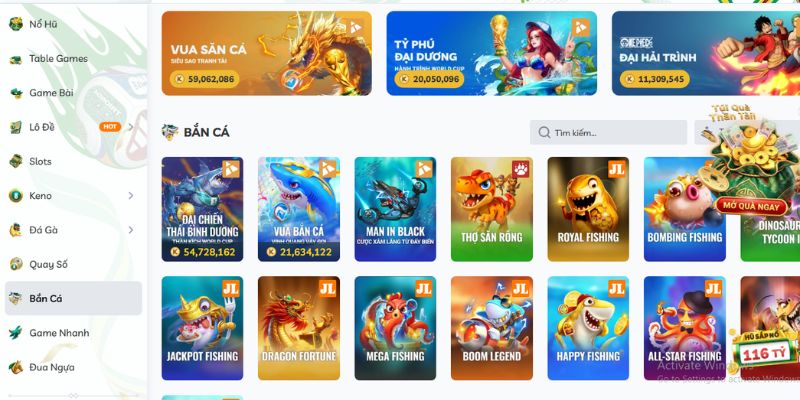 Bắn cá hấp dẫn với hơn 50 game nổi bật 