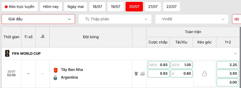 Soi kèo Tây Ban Nha vs Argentina qua tỷ lệ